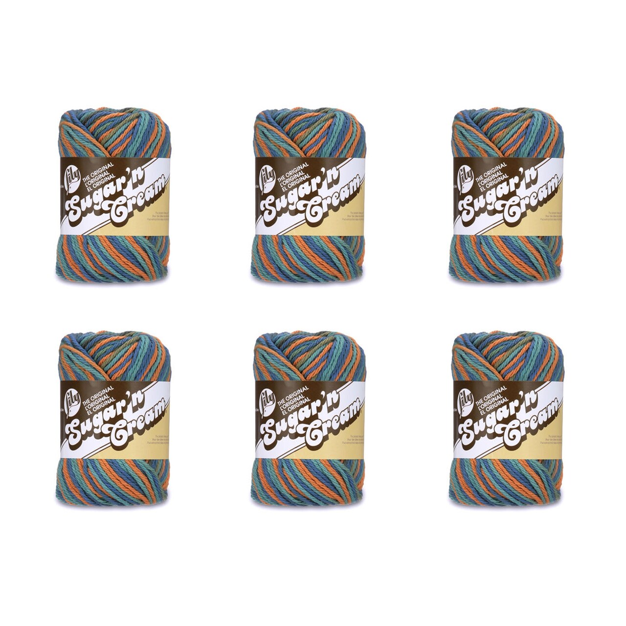 Lily Sugar'N Cream Capri Yarn - 6 Pack of 57g/2oz - Cotton - 4 Medium (Worsted) - 95 Yards - Knitting/Crochet